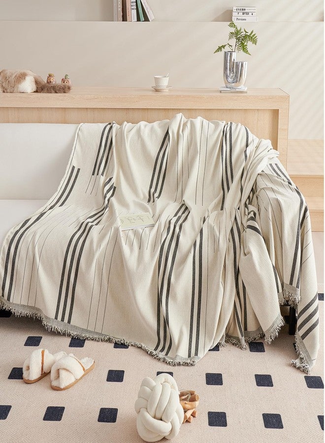 DREAMINGO Couch Cover Reversible Chenille Loveseat Sofa Covers for Dogs Pets Dark Grey Couch Protector for 2 Cushion Couch Sofa Vertical Stripe Jacquard Sofa Slipcover Sectional, 71"x118" - Image 2
